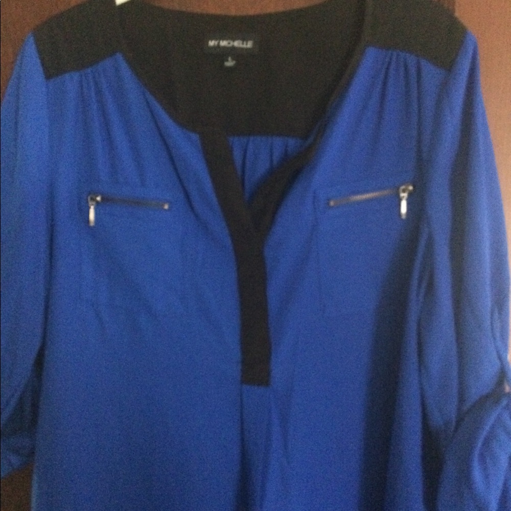 Zip Pocket Accent Blouse